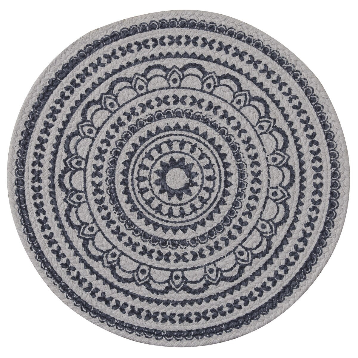 Zuri Medallion Printed Round Placemat - Navy (Set of 4)