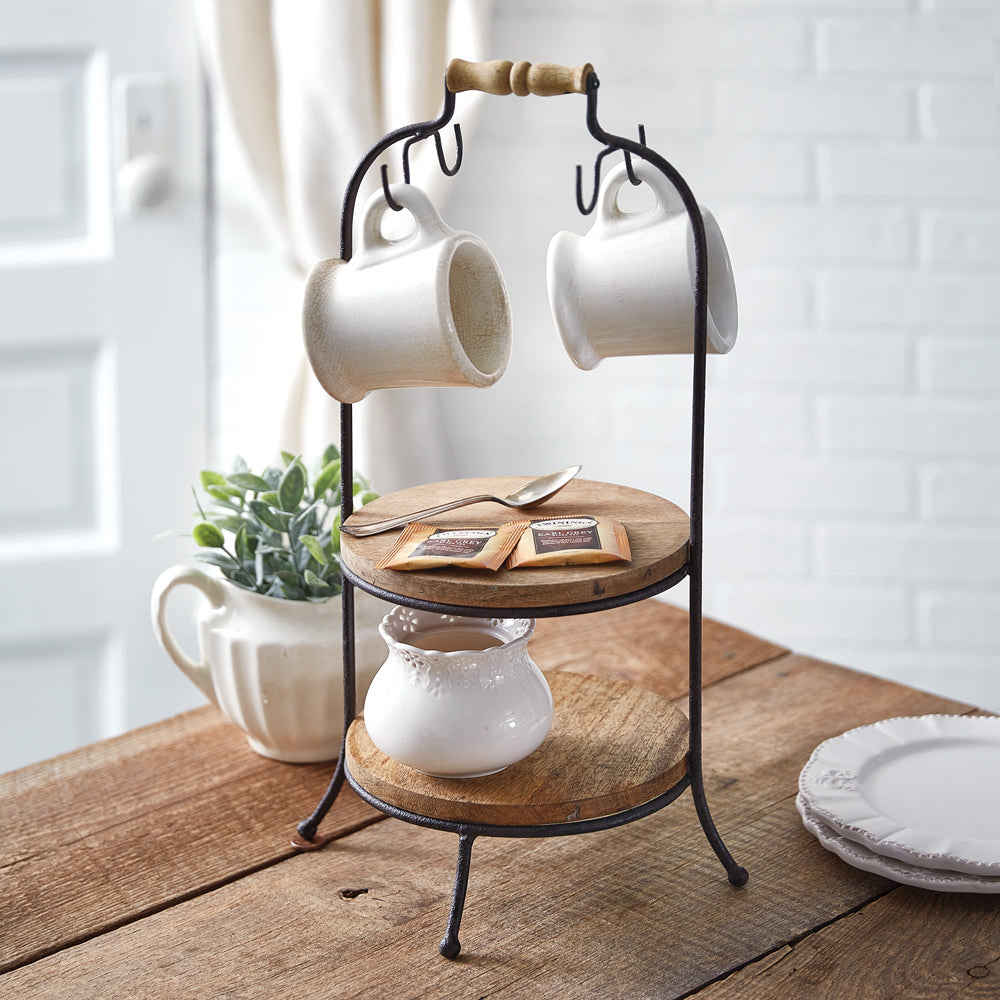 Two-Tiered Mug Rack Serving Stand