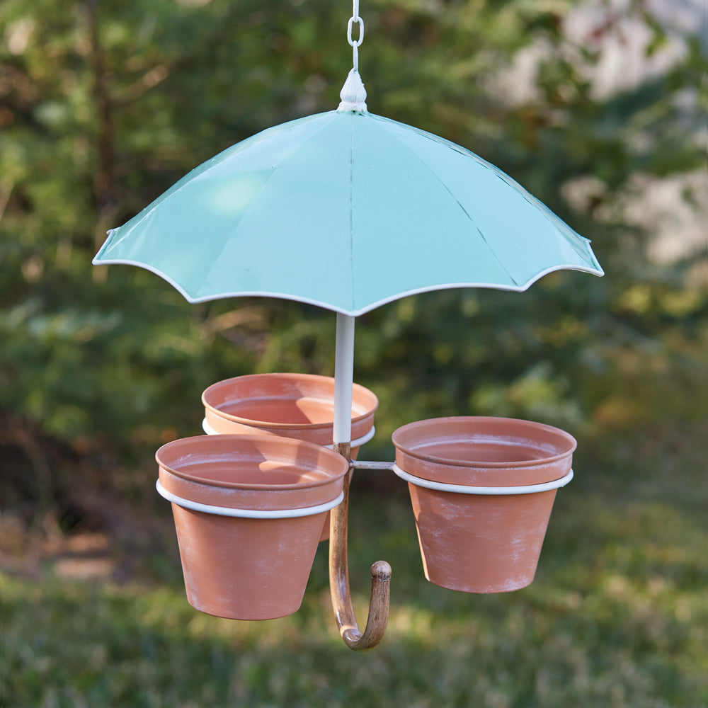 Hanging Umbrella Three Pot Planter