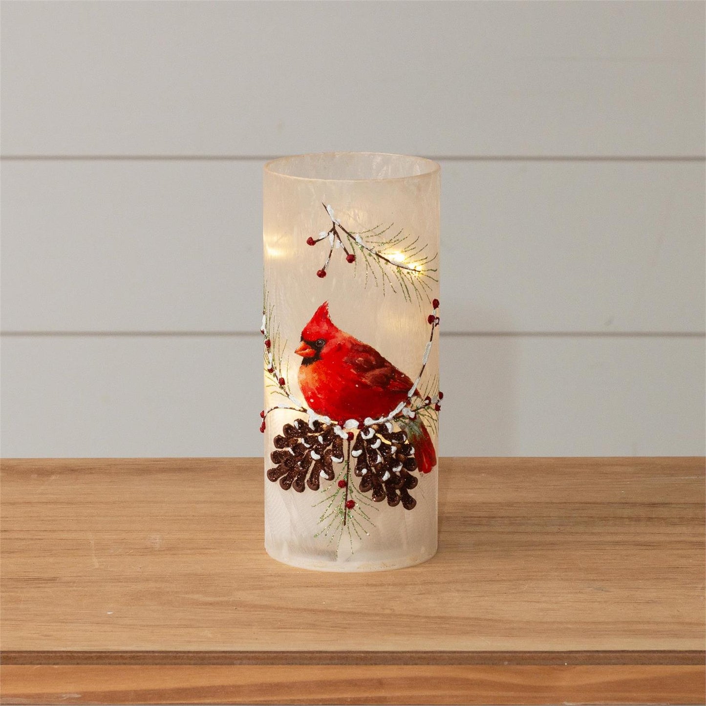 Frosted Glass Luminary- Cardinal