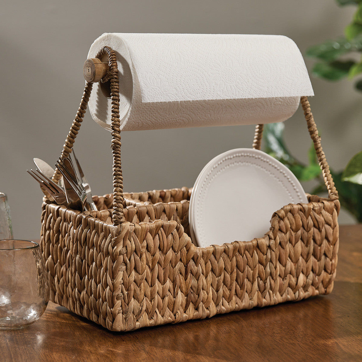 Hyacinth Caddy Paper Towel Holder