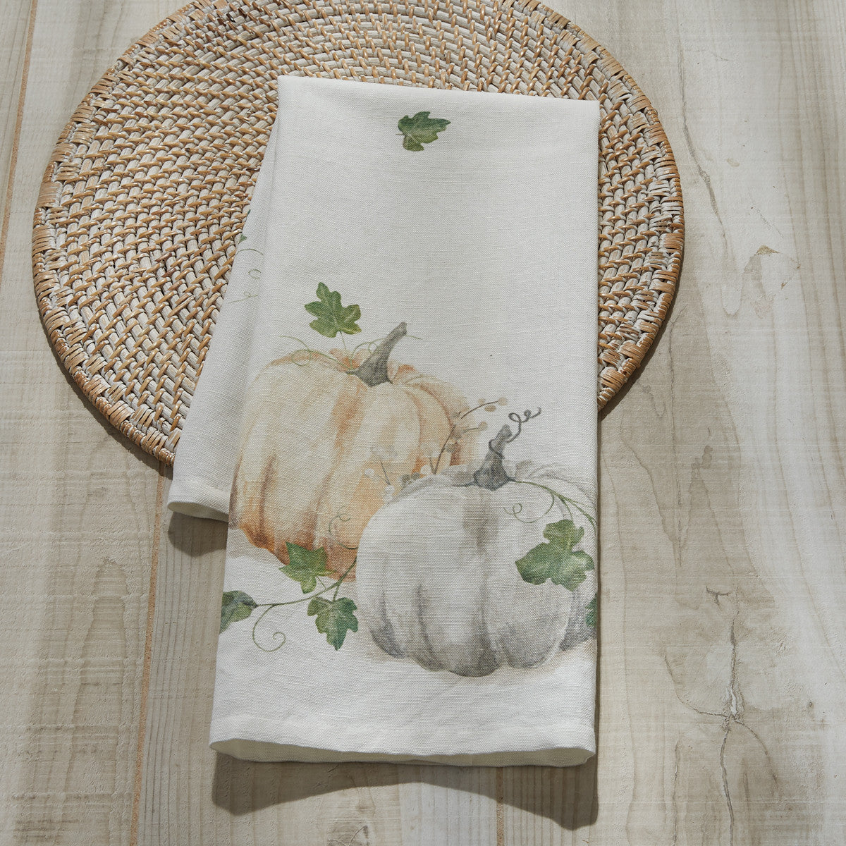 Water Color Pumpkin  Dishtowel - Set of 2