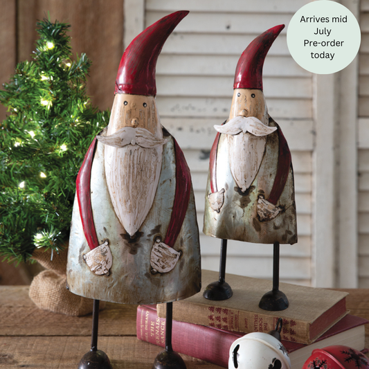 Set of Two Metal Santa Gnomes