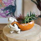 Ceramic Rabbit Pulling a Carrot Planter