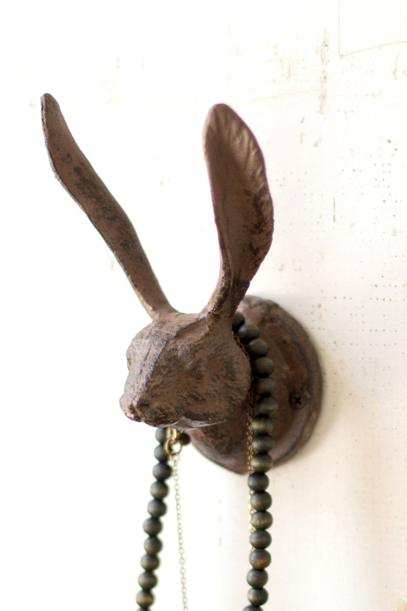 Rustic Cast Iron Rabbit Wall Hook - Set of 2