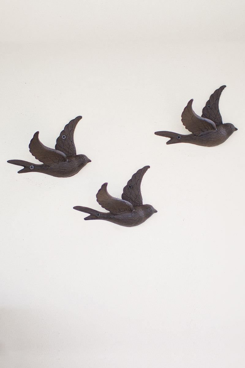 Cast Iron Flying Bird Wall Hook - Set of 4