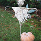 Rustic White Metal Scarecrow Yard Stake