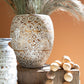 Hand-Carved Decorative Natural and White Wooden Oval Planter