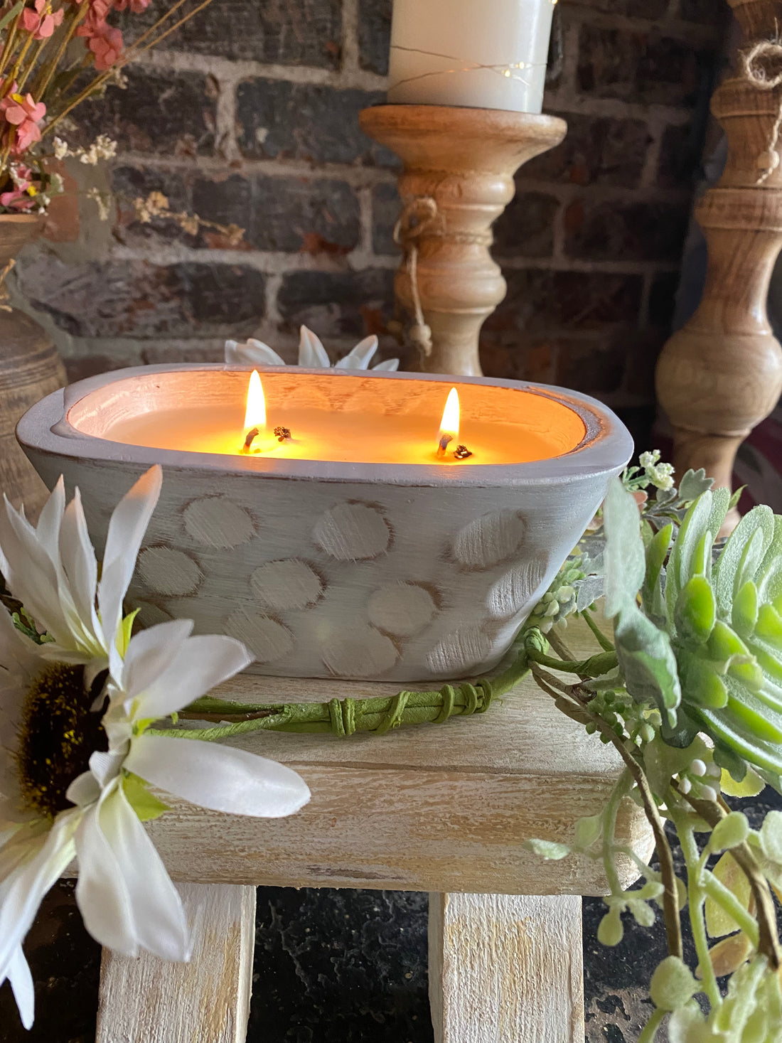 River Chic Candles - 2 Wick Small Mini - Indy Dough Bowl Candle - Whit ...