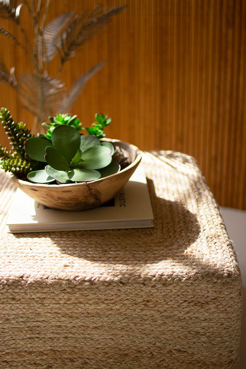 Square Braided Jute Pouf