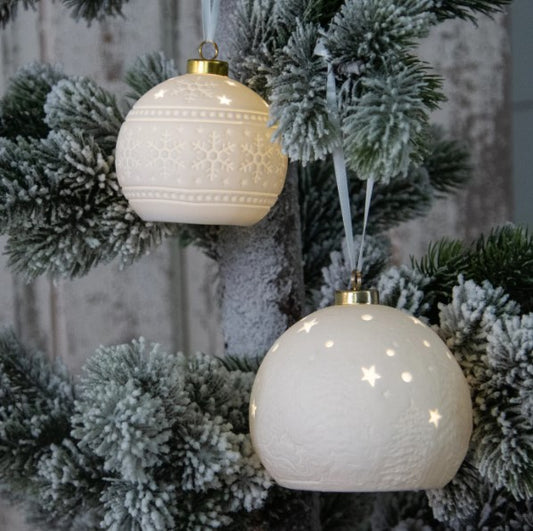 Ceramic Bisque Light Up Ornaments, White