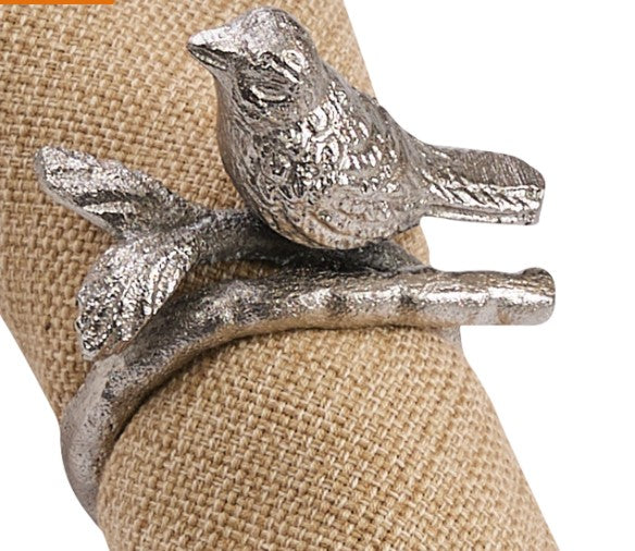 Songbird Napkin Rings  - Silver (Set of 4)