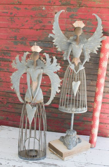 Set of 2 Metal Christmas Angels