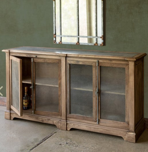 Aged Zinc Top Whiskey Cabinet