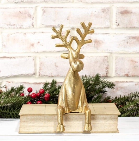 Gold Sitting Shelf Edge Reindeer