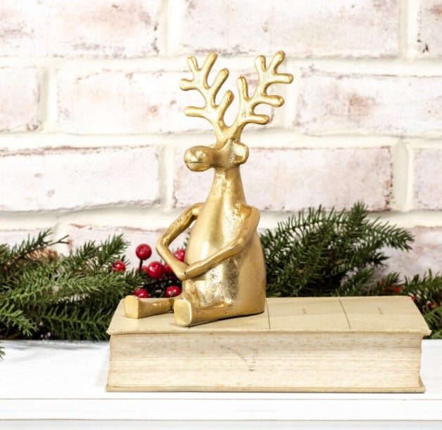 Gold Sitting Holding Hands Together Reindeer