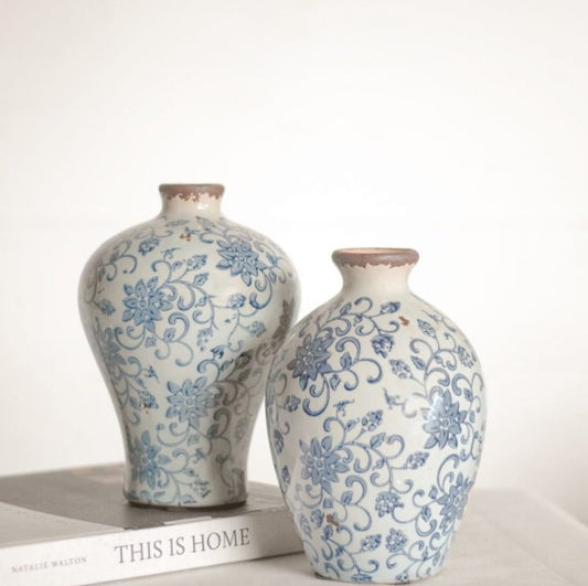 Vintage Floral Vases (Set of 2)