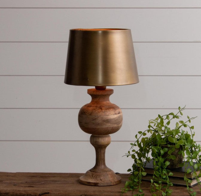 Wood with Brass Tone Metal Shade River Chic Designs