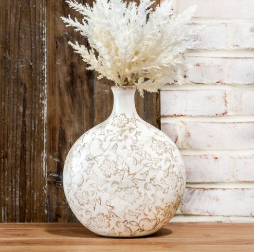 10" Beige Small Neck Heirloom Vase