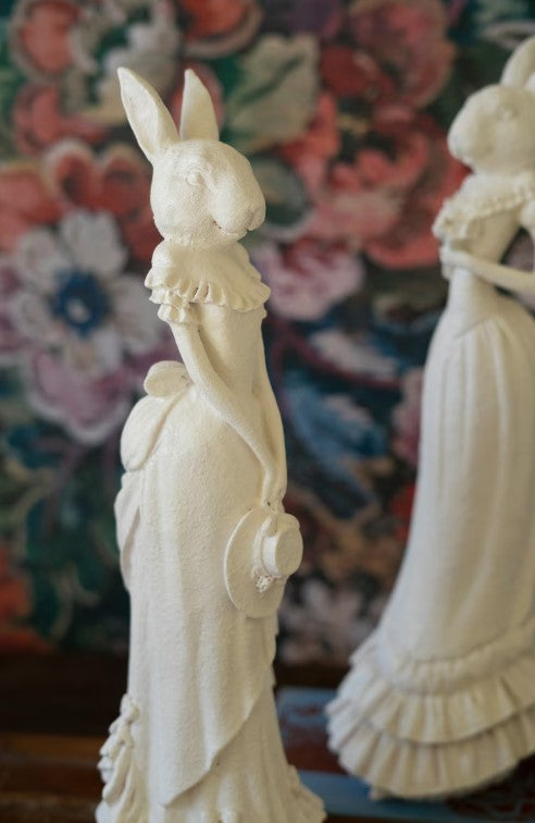 Set of 2 Polyresin Victorian Rabbits