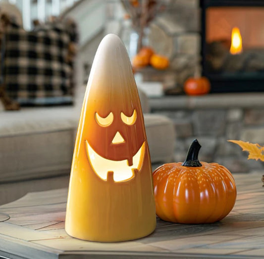 Ceramic Candy Corn Jack-O-Lantern