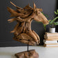 Teakwood Horse Head Sculpture with Base