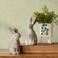 Floral Carved Rabbit (Set Of 2) 7.25"H, 8"H Resin