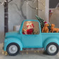 Santa in Blue Truck with Dogs - Snow Globe