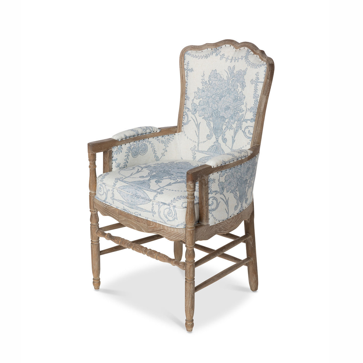 French Quarter Blue Provincial Fireside Chair River Chic Designs